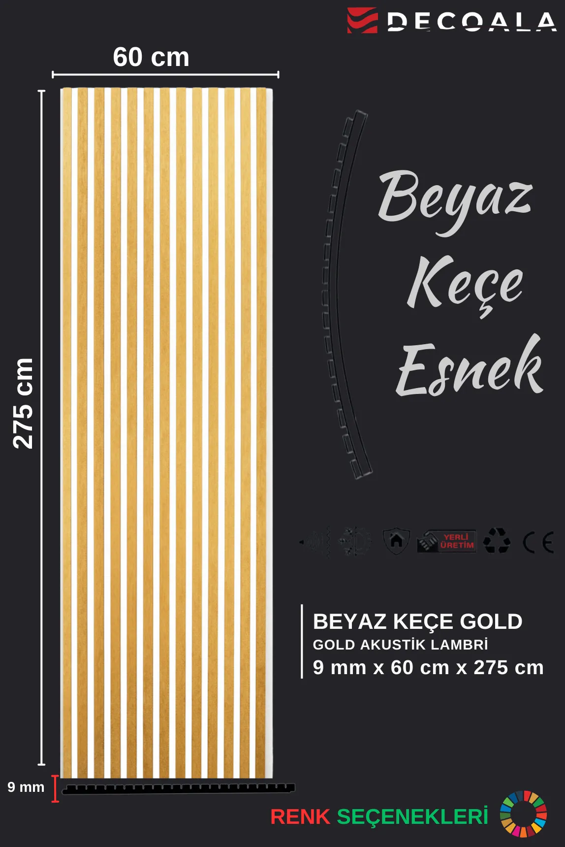 Akustik Duvar Paneli Beyaz Keçe 60x275 (AP-05-WB) görseli 7