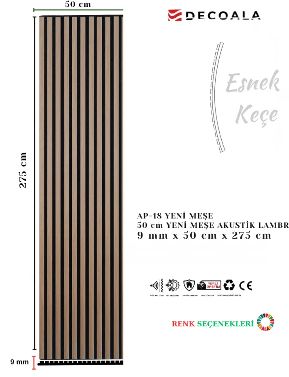 AKUSTİK DUVAR PANELİ 50x275 cm + Ücretsiz Kargo (AP-01-50) görseli 7