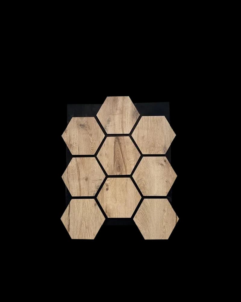 Hexagon Altıgen Mdf Akustik Duvar Paneli 65x80CM Atlantik Çam görseli 1