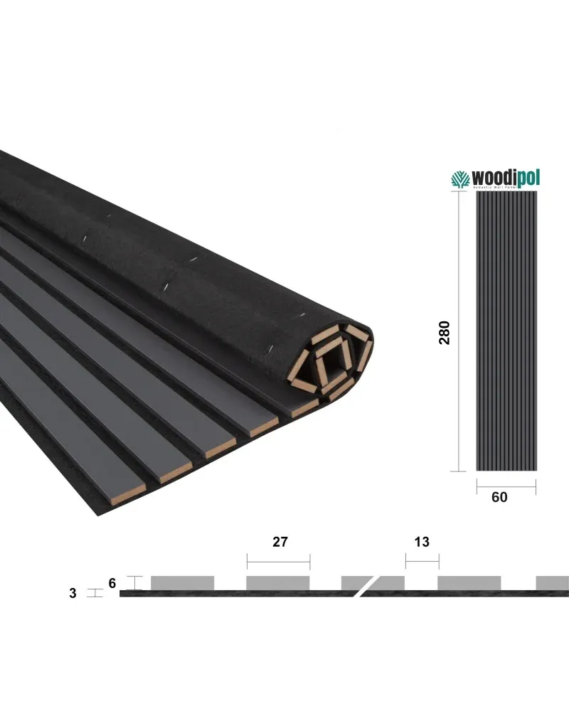 Woodipol Antrasit Gri 60*280 cm görseli 1